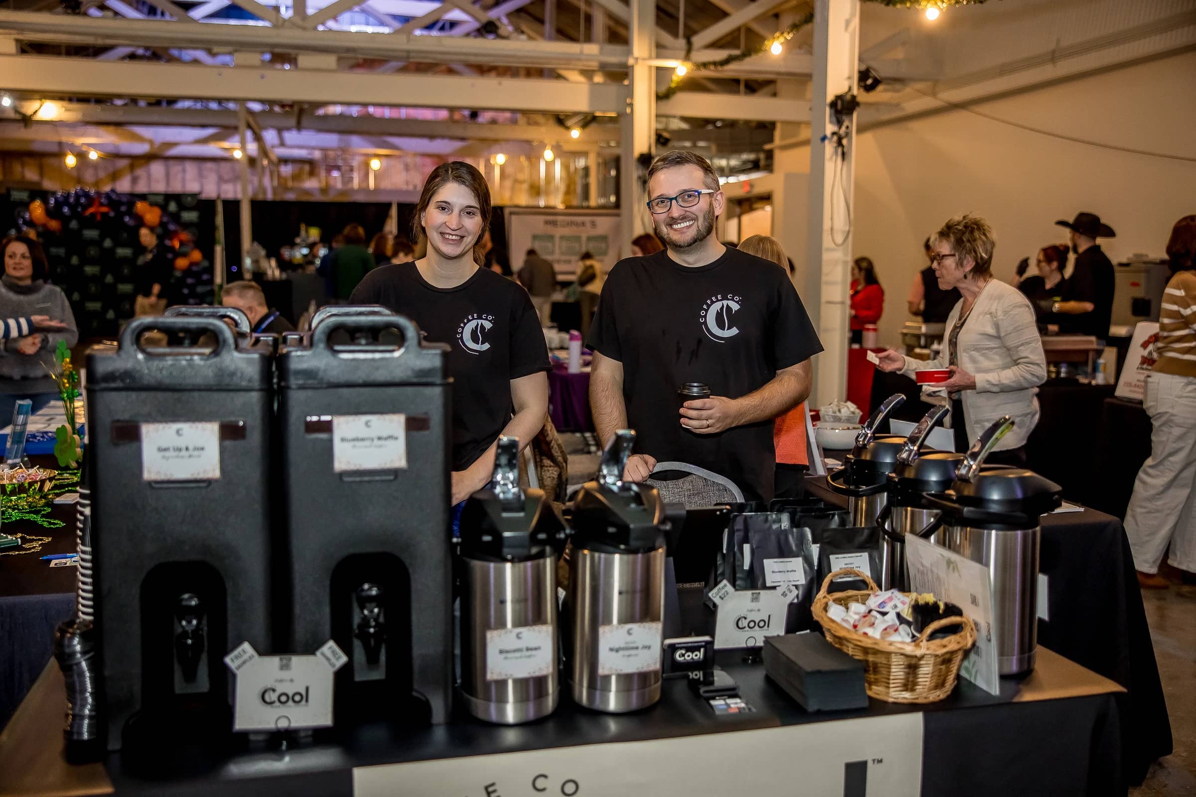 A local coffee vendor serving guests at the Business Circuit Expo